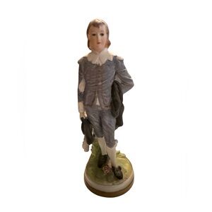 Vintage Ardco Elegant Porcelain Boy Figurine in Blue and White